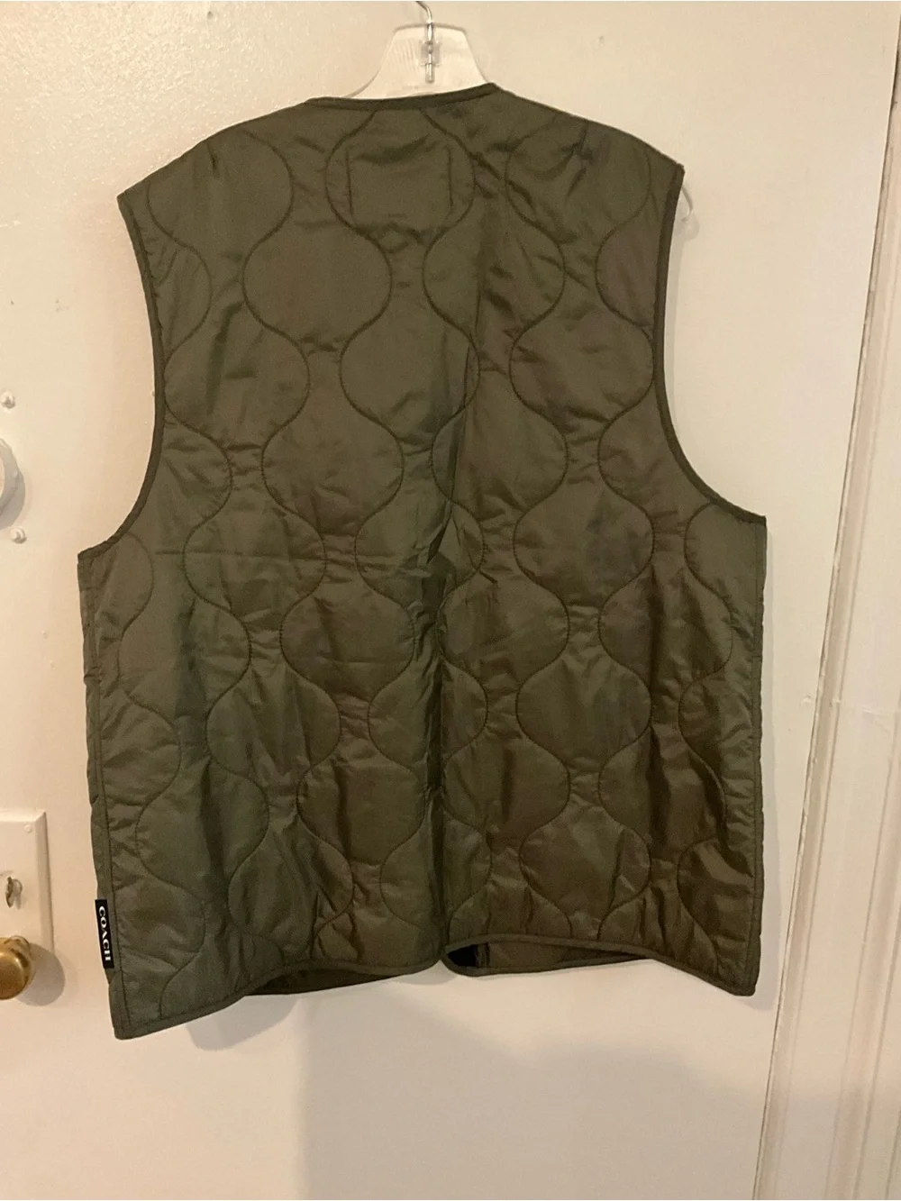Coach Quilted Olive Vest with Button Front